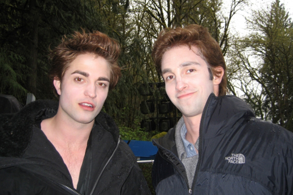 Eulich and actor Robert Pattinson on the set of "Twilight” / Photo courtesy of Timothy Eulich