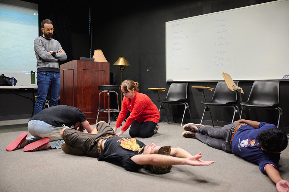 Students in Shahin Gorgani's Acting for Non-Actors class. / Photo: Wayne Reich