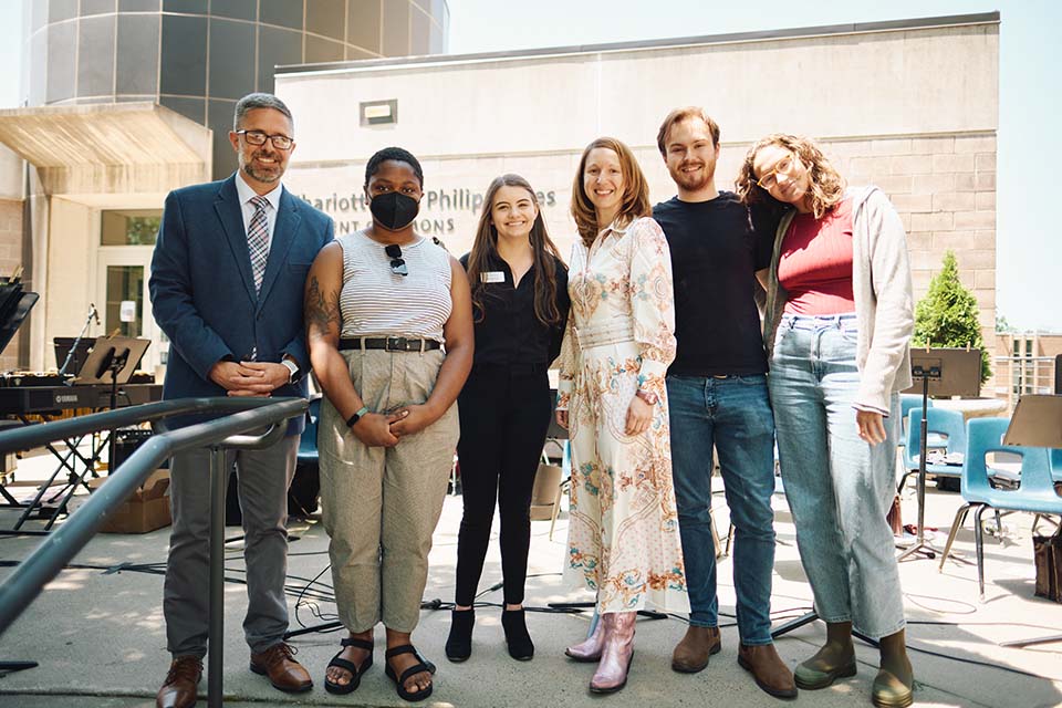 Houston Odum with Chancellor Cole and other students at the 2022 UNCSA Celebration of Excellence