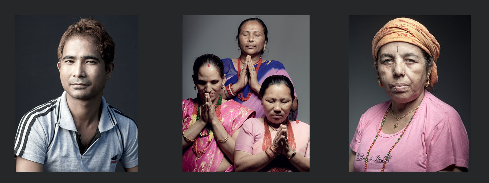 Padam Basnet, Namaste (three Bhutanese-Nepali refugee women), Sabitra Adhikari; from the Bhutanese-Nepali Project collection, 2016; Photos: Tariq Tarey