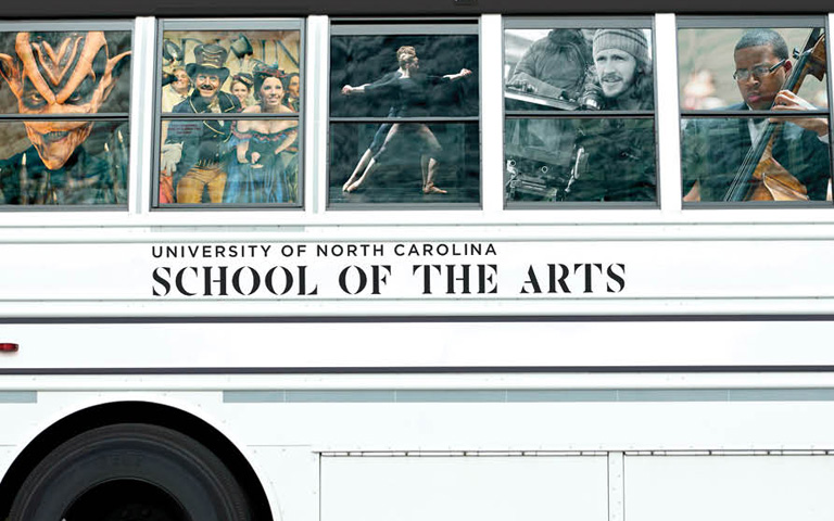 UNCSA bus with pictures of the different arts schools