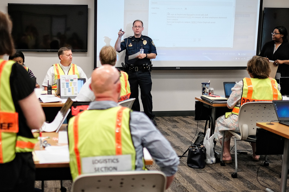 Campus Police practice during a Mass Casualty Exercise