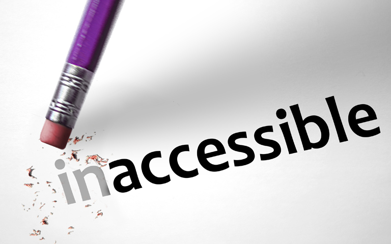 A pencil erases "in" portion of the word inaccessible.